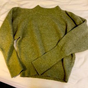 green puff sleeve sweater